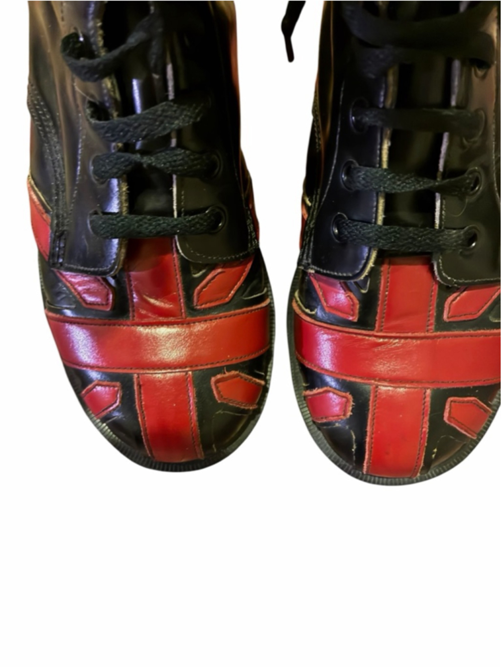 Dr Martens Tredair Black Red Union Jack VTG MIE Boots Size 8